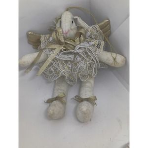 Christmas / Easter Stuffed Bunny Faries Angels, Eyelet Lace Ribbon Rosette Embel